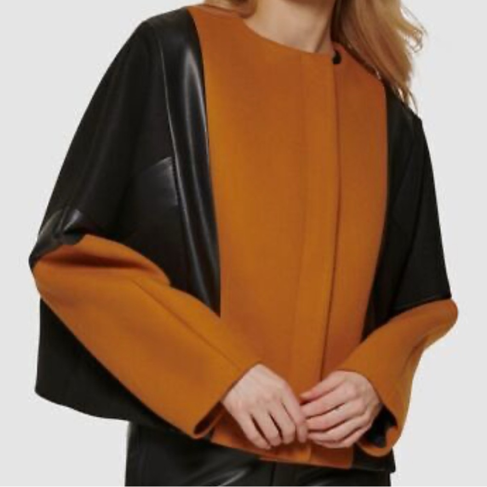 DKNY Colorblock Faux Leather Jacket – Size L